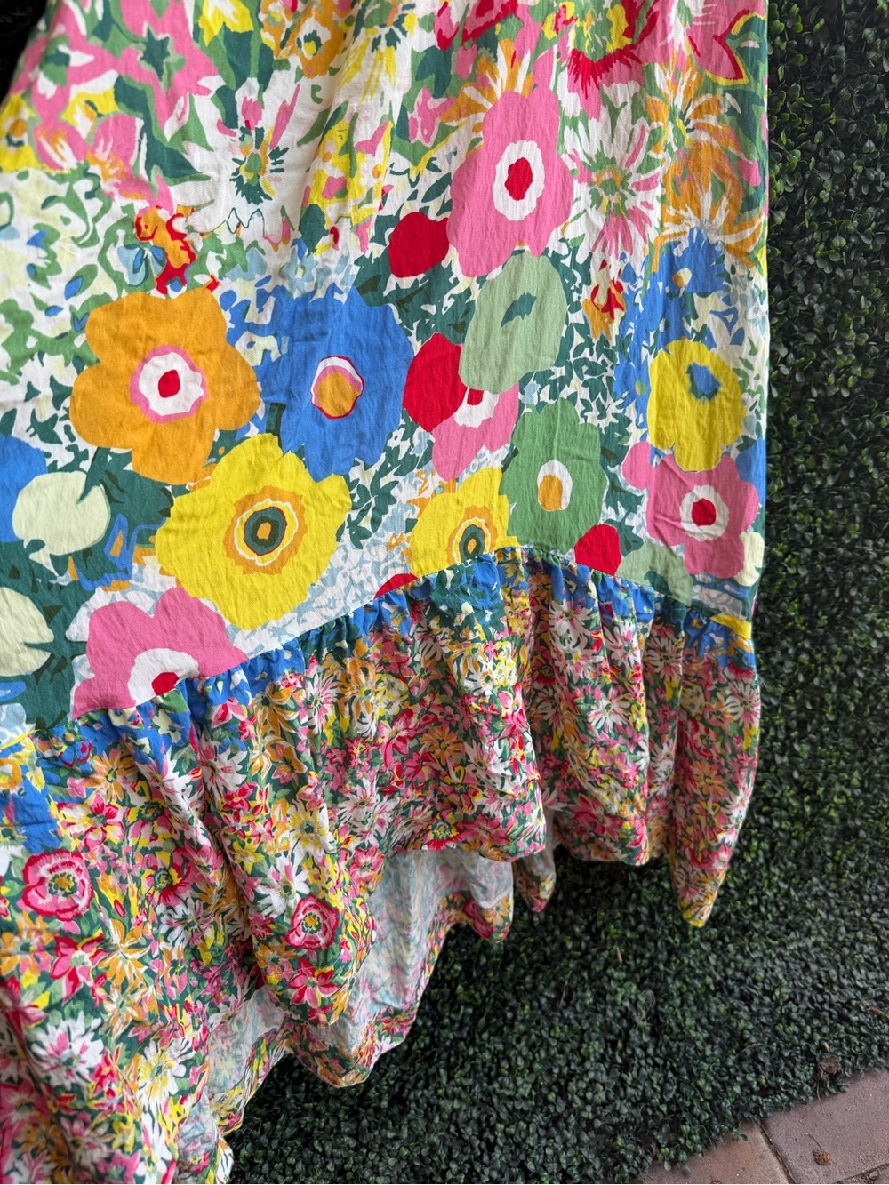Anthropologie Floral One-Shoulder Midi Dress in Pink, Yellow, Blue, Green - Picture 2 of 2